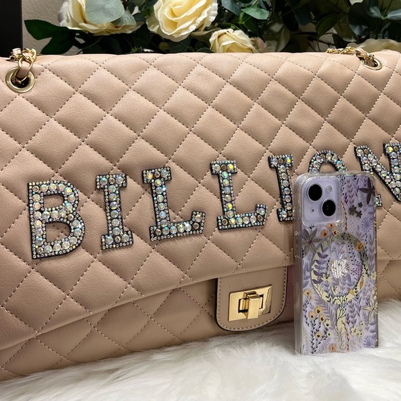 Billion Dollar Embellished Quilted traveling everyday large tote - Picture 13 of 17